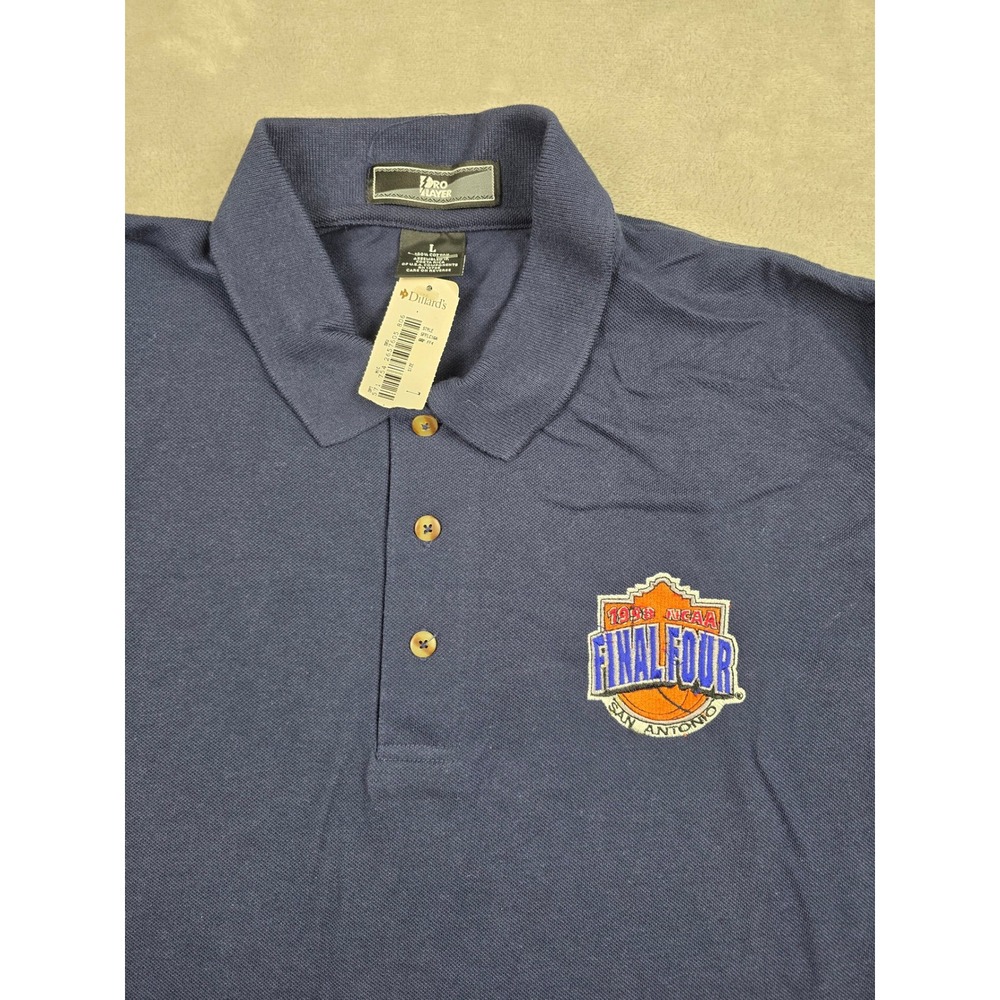 Vintage Pro Player‎ Polo Shirt Mens L Blue 1998 NCAA Final Four San Antonio NWT